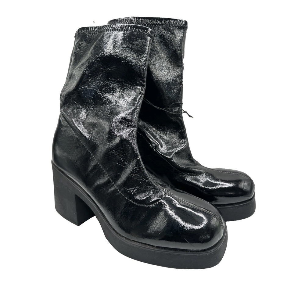 NWT Call It Spring Shauna Boots Whimsigoth Goth Platform Block Heel Patent Sz 10